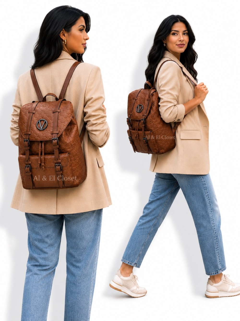 Valentino by Mario Valentino Made in Italy Leather Monogram Backpack NWT